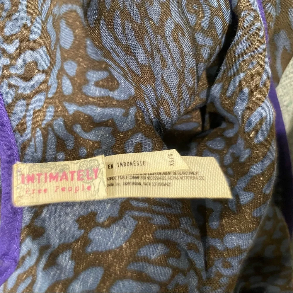 INTIMATELY FREE PEOPLE PURPLE BLACK PRINT SLEEVELESS BOHO TOP SIZE SMALL